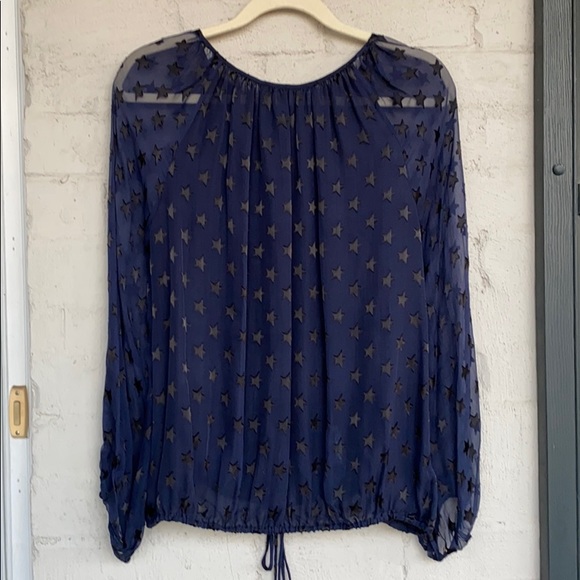 Diane von Furstenberg navy silk peasant blouse - Picture 5 of 13